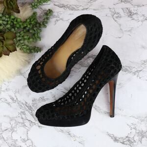 Badgley Mischka Mark & James Black Woven Suede Platform Stiletto Heel Pumps 9